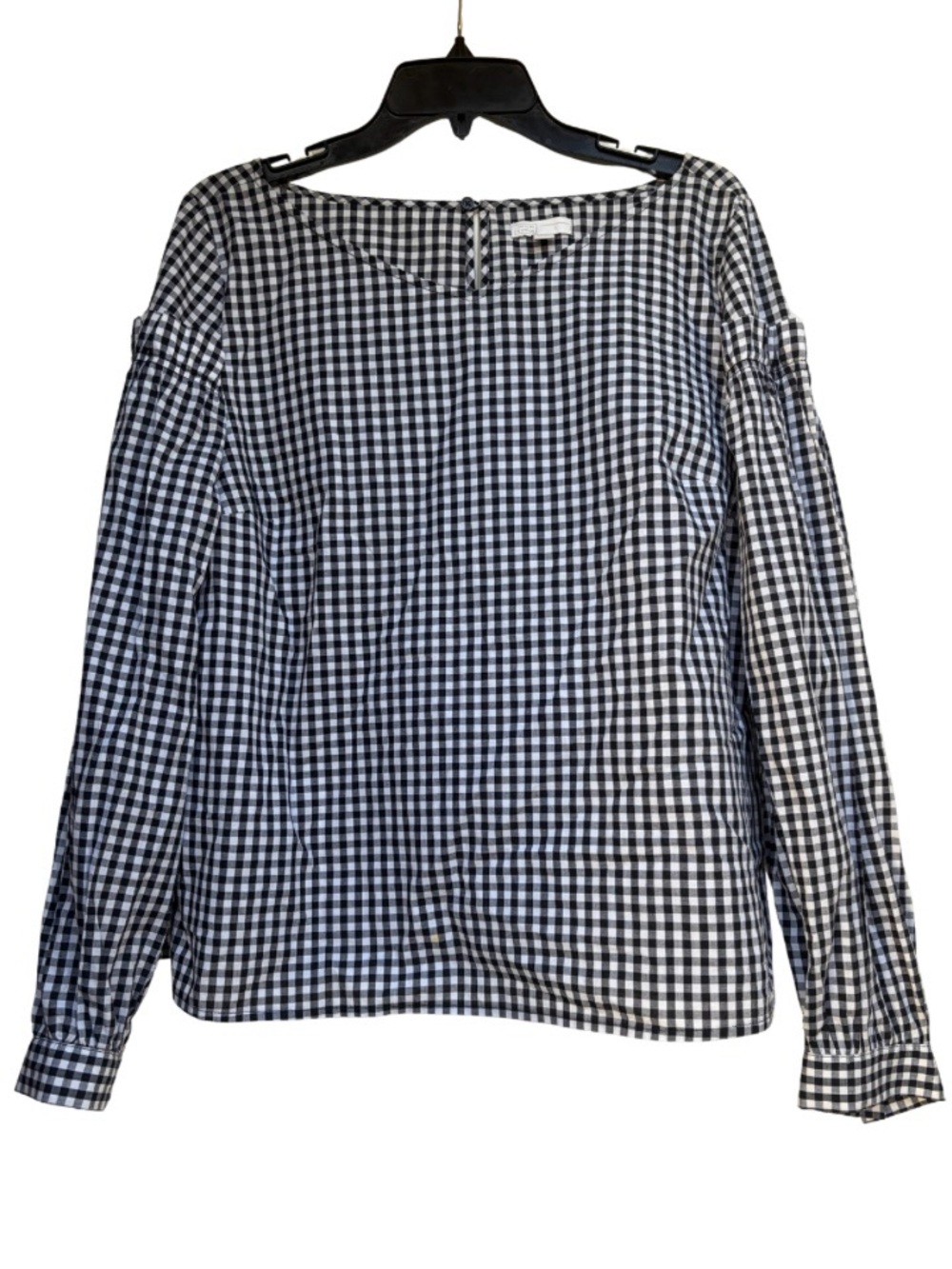 Black & White Gingham Long-Sleeve Women’s Top